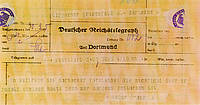 Telegramm mit der Todesnachricht Rudolf Steiners