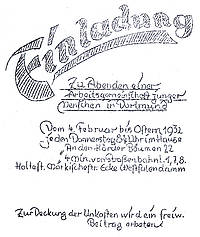 Einladung der Jugendgruppe 1932